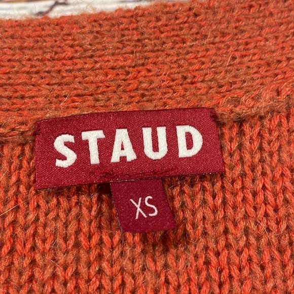 Staud Blake Oversized Cable Knit Cardigan in Orange - Picture 3 of 11
